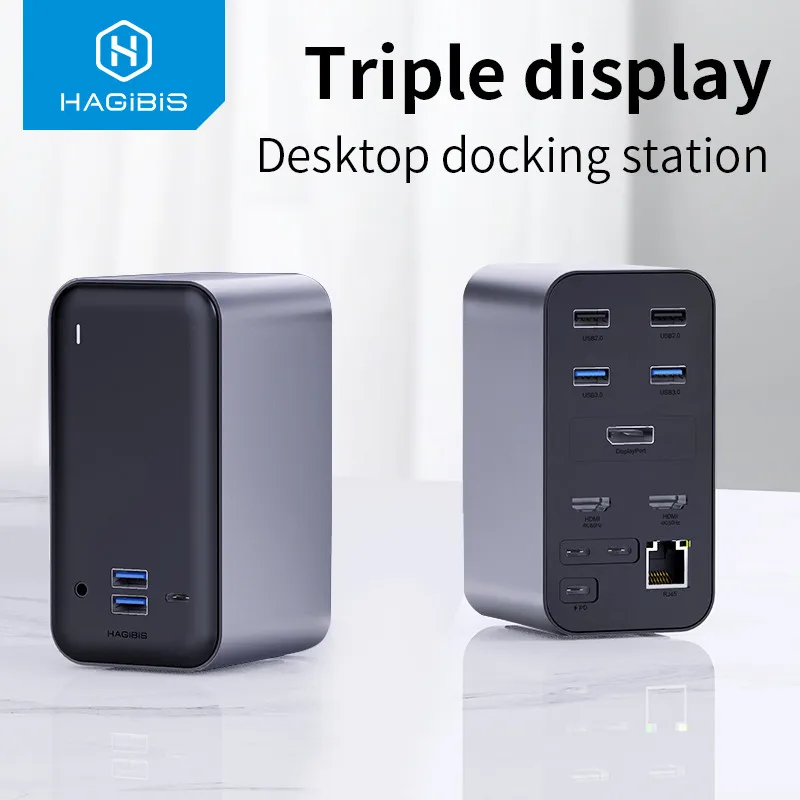 Hagibis USB C Docking Station Triple display Type C to 4K HDMI-compatible VGA DP USB 3.0 HUB RJ45 3.5mm PD for PC Windows MacOS
Hagibis USB C Docking Station Triple display Type C to 4K HDMI-compatible VGA DP USB 3.0 HUB RJ45 3.5mm PD for PC Windows MacOS