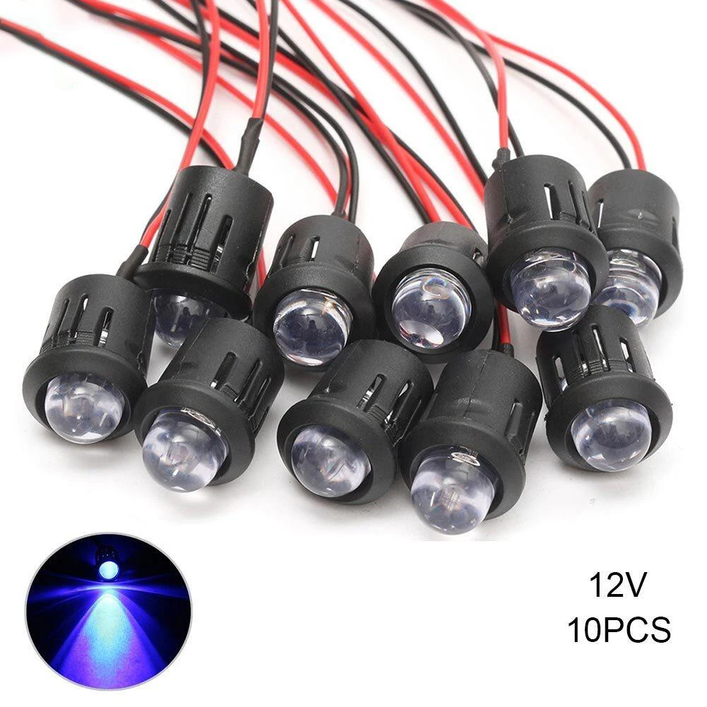 

10Pcs 12V 10mm Pre-Wired Constant LED Ultra Bright Lamp Flashing 4 Colors Water Clear Bulbs With Plastic Shell Garden Light