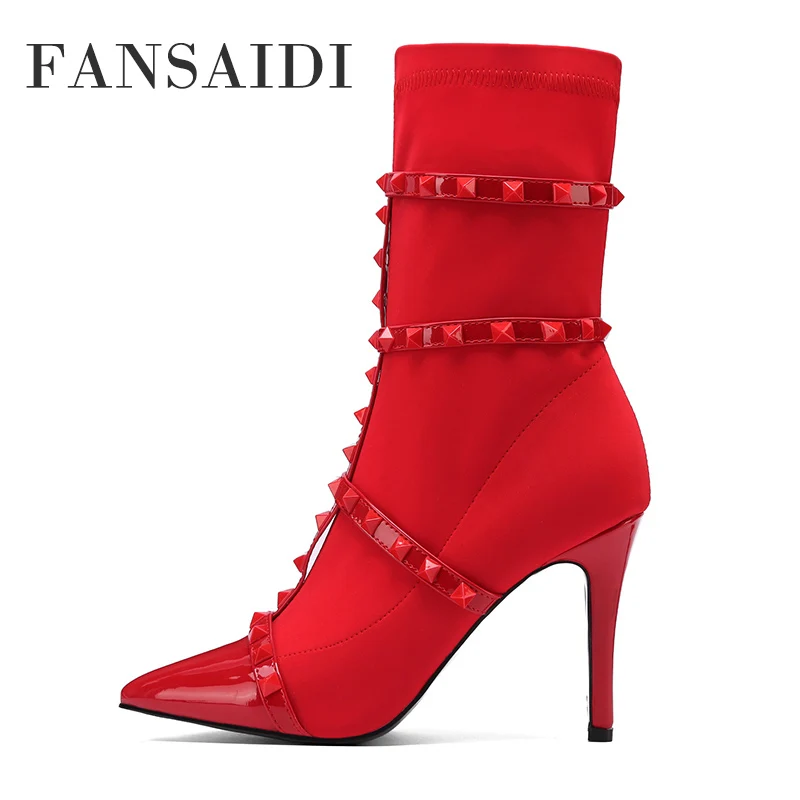 FANSAIDI Red Rose Red Rivets Stilettos Heels High Heel Ankle Boots Pointed Toe Clear Heels Lady Autumn Winter Party Shoes 40 41
FANSAIDI Red Rose Red Rivets Stilettos Heels High Heel Ankle Boots Pointed Toe Clear Heels Lady Autumn Winter Party Shoes 40 41