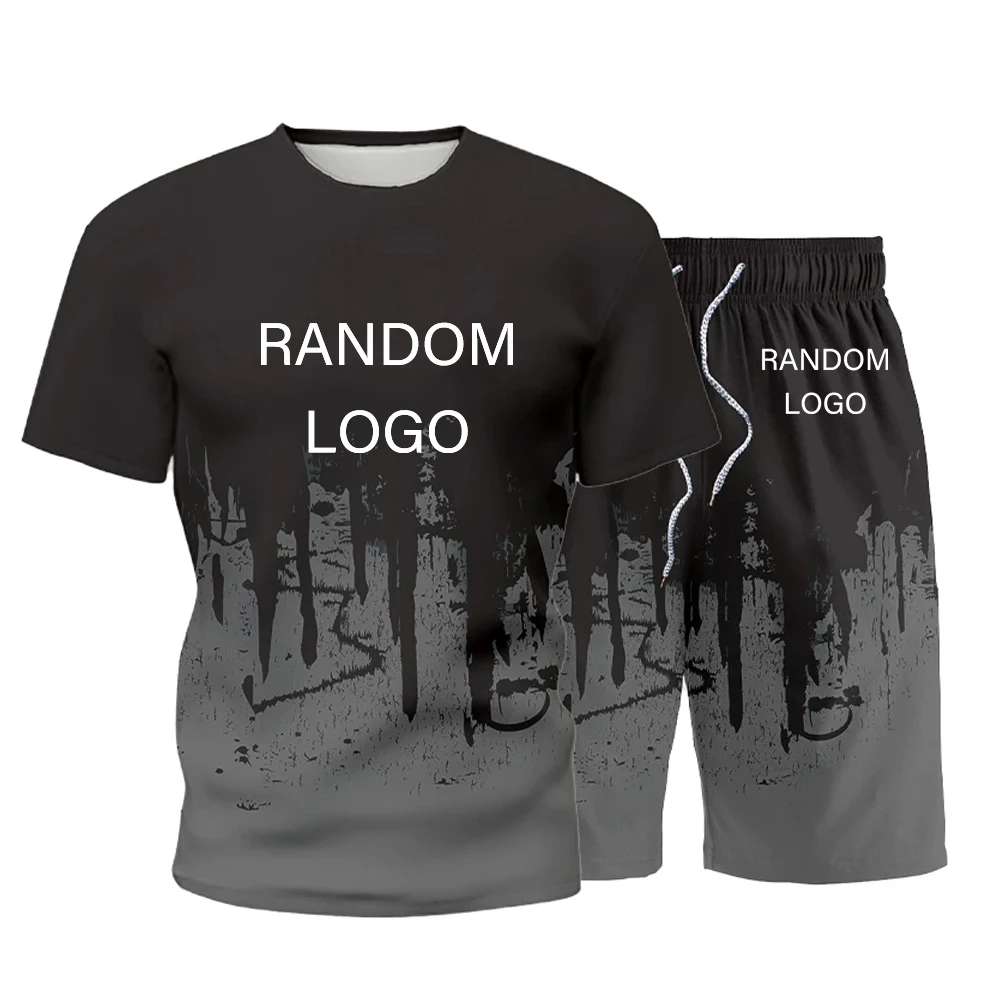 

2023 Men Splash Ink T-shirt Random Logo Shorts Set Random Pattern Short Sleeve Shorts Set Luxurious Printed Causal Clothing 2pcs