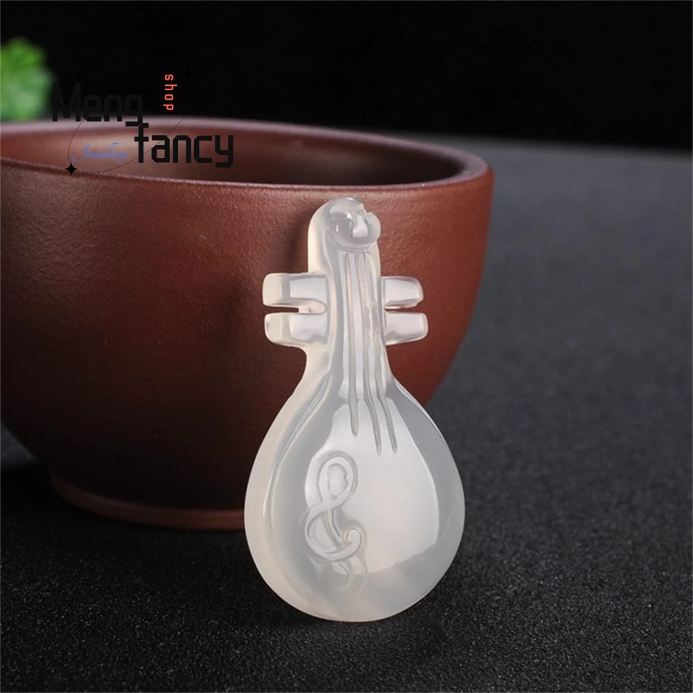 Natural Chalcedony Agate Pipa Qin Confidant Pendant Fashion Luxury Fine Couple Sweater Chain Women Men Gifts Amulets And Mascots
Natural Chalcedony Agate Pipa Qin Confidant Pendant Fashion Luxury Fine Couple Sweater Chain Women Men Gifts Amulets And Mascots