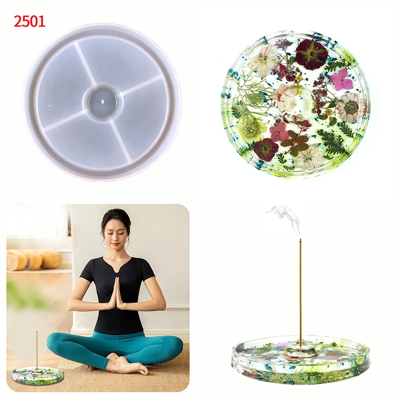 

DIY Cement Incense Insert Tray Silicone Molds for Plaster Concrete Aromatherapy Yoga Incense Stick Holder Moulds Ashes Catcher