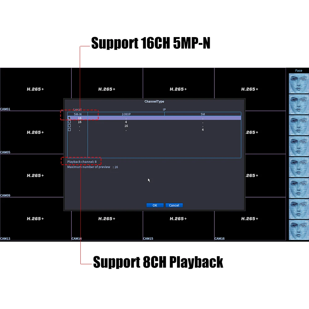 H.265 16ch AHD DVR 5MP-N CCTV 16Ch 5MP гибридный видеорегистратор с камерой Onvif Coxial Control P2P