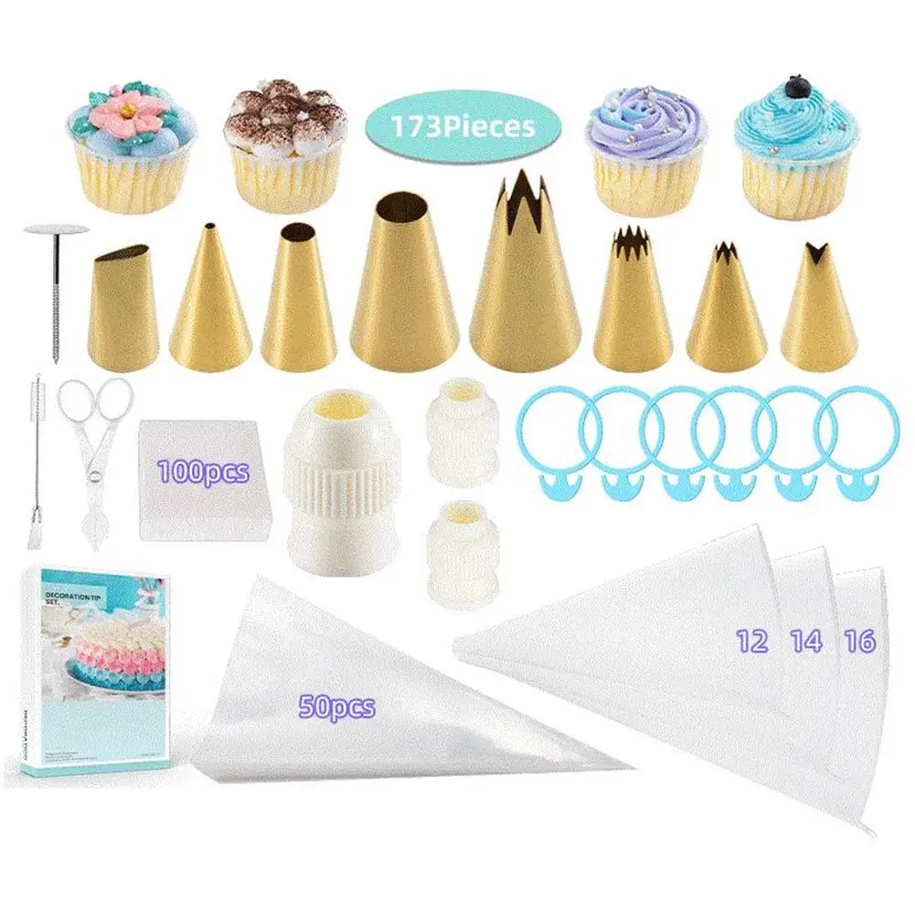 173pcs Baking Piping Nozzles Set Stainless Steel Seamless Design Kitchen Cupcake Cake Decorating Tools Kitchen Accessories
173pcs Baking Piping Nozzles Set Stainless Steel Seamless Design Kitchen Cupcake Cake Decorating Tools Kitchen Accessories