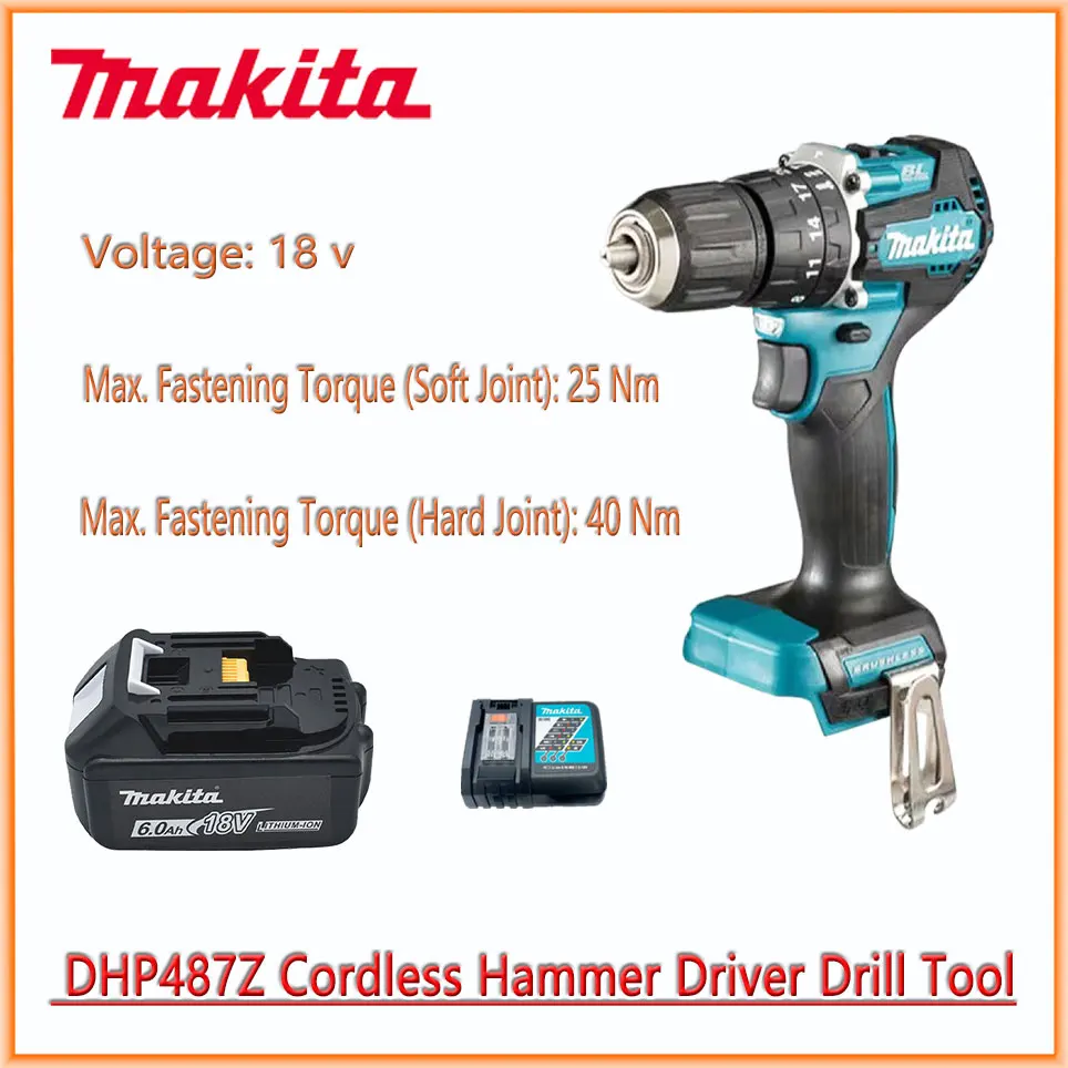 

Makita DHP487Z DHP487 Cordless Hammer Driver Drill 18V LXT Brushless Motor Impact Electric Screwdriver Variable Speed Power Tool