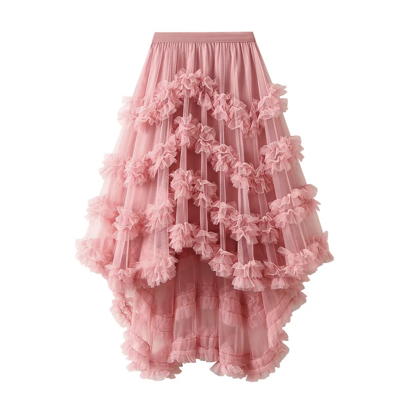 Fairy Gauze Skirt Candy-color Elastic Waist Floral Appliques Fluffy Irregular Ruffled Cake Ball Gown Tulle Skirt for Women 
Fairy Gauze Skirt Candy-color Elastic Waist Floral Appliques Fluffy Irregular Ruffled Cake Ball Gown Tulle Skirt for Women