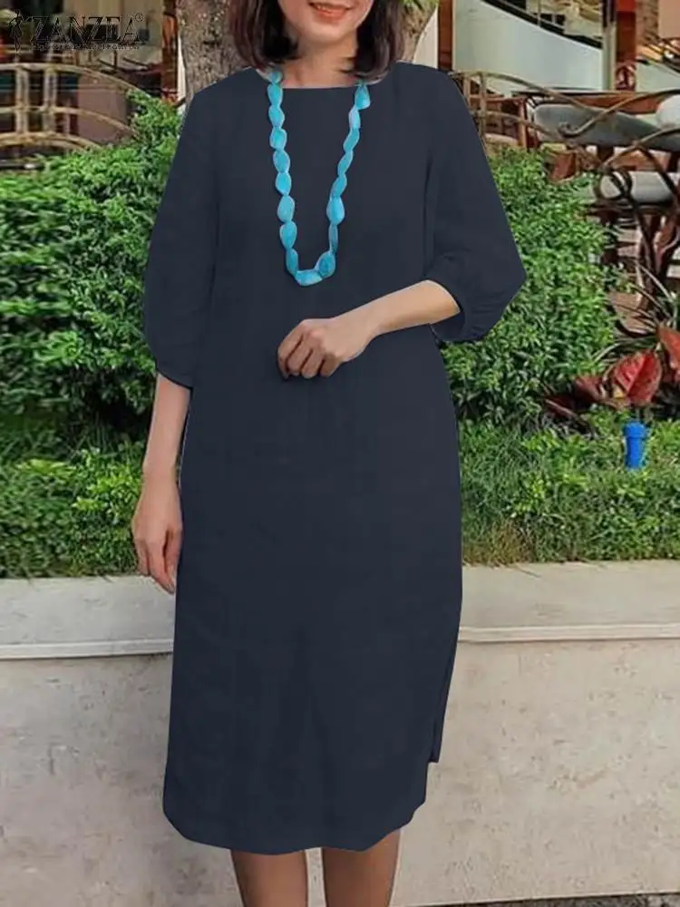 ZANZEA Summer Elegant Women O Neck Half Sleeve Solid Dress Casual Sundress Robe Femme Loose Knee-length Cotton Vestido Kaftan
ZANZEA Summer Elegant Women O Neck Half Sleeve Solid Dress Casual Sundress Robe Femme Loose Knee-length Cotton Vestido Kaftan