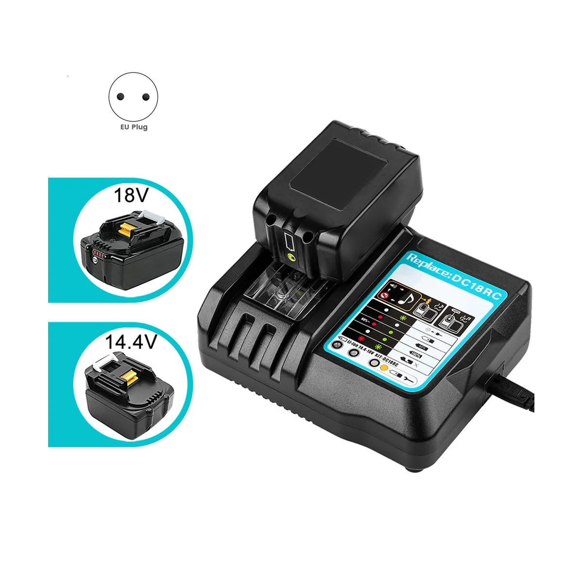 For Makita DC18RC Battery Charger with LED Display 14.4V 18V 6AH Bl1830 Bl1430 BL1860 BL1890 Tool Power Charger EU Plug
For Makita DC18RC Battery Charger with LED Display 14.4V 18V 6AH Bl1830 Bl1430 BL1860 BL1890 Tool Power Charger EU Plug