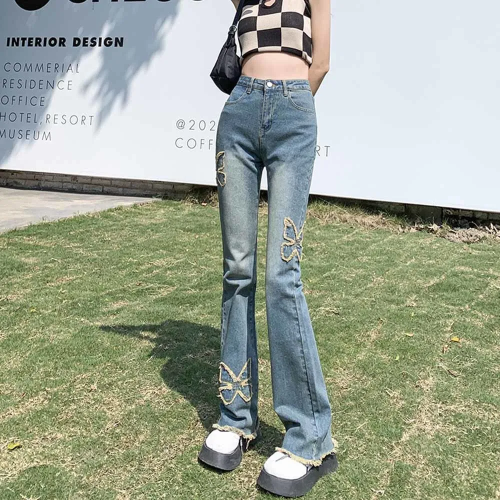 Japanese Harajuku Women Streetwear Jeans High Waist Butterfly Embroidery Flare Denim Pants Gothic Y2K Tassel Blue Jeans S-4XL
Japanese Harajuku Women Streetwear Jeans High Waist Butterfly Embroidery Flare Denim Pants Gothic Y2K Tassel Blue Jeans S-4XL