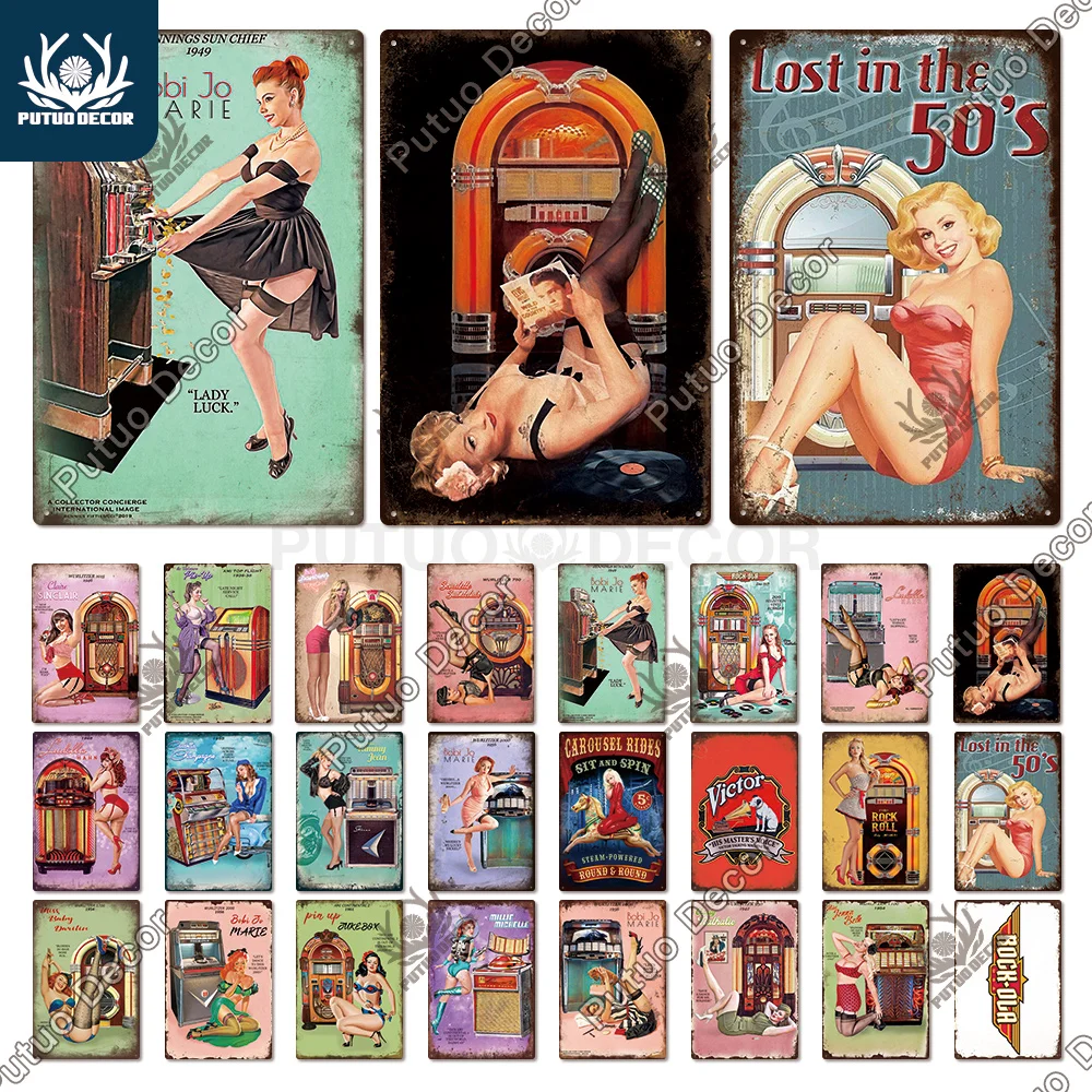 Retro Decor Pin Up Girl Record Metal Sign Metal Posters Plaque Vintage Tin Signs for Man Cave Bar Pub Club Wall Decor Painting
Retro Decor Pin Up Girl Record Metal Sign Metal Posters Plaque Vintage Tin Signs for Man Cave Bar Pub Club Wall Decor Painting