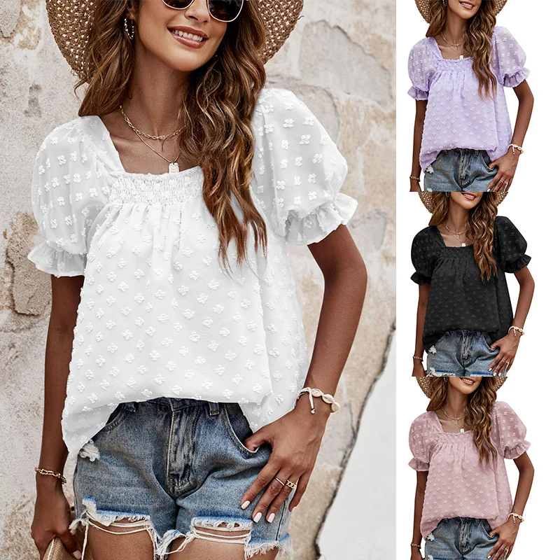 Женская винтажная жаккардовая рубашка, белая плиссированная блузка с пышными рукавами и квадратным воротником, модель 2023 на лето, 26602
Женская винтажная жаккардовая рубашка, белая плиссированная блузка с пышными рукавами и квадратным воротником, модель 2023 на лето, 26602