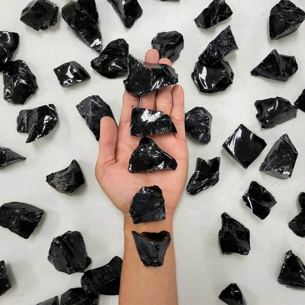 

Rough Natural Black Obsidian Irregular Shape Raw Quartz Healing Crystals Stones Mineral Rock Specimen Decoration