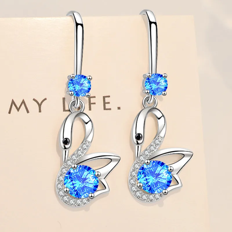 925 Silver Needle Trendy Women Fashion Jewelry High Quality Blue Pink Crystal Zircon Swan Long Tassel Hook Earrings
925 Silver Needle Trendy Women Fashion Jewelry High Quality Blue Pink Crystal Zircon Swan Long Tassel Hook Earrings