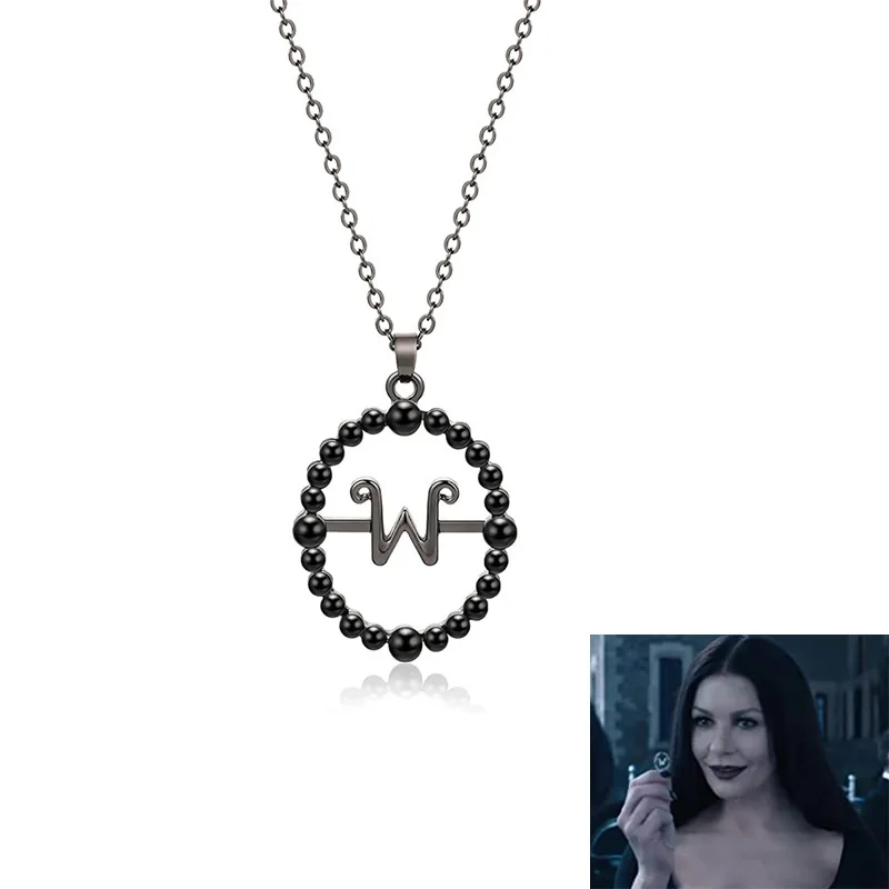 

TV Show Wednesday Addams Cosplay Necklace Talisman Morticia Gothic Pendant Necklace for Women Men Choker Jewelry Gift
