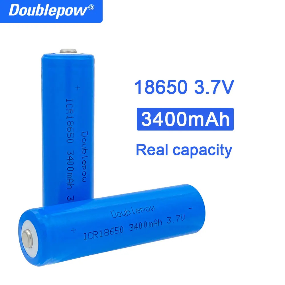 True capacity 100% new original Doublepow 18650 battery 3.7v 3400mah 18650 rechargeable lithium battery for flashlight batteries
True capacity 100% new original Doublepow 18650 battery 3.7v 3400mah 18650 rechargeable lithium battery for flashlight batteries