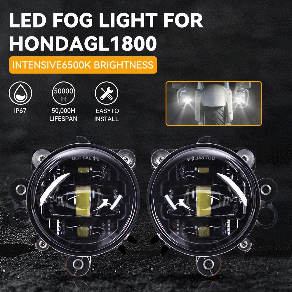 

For Honda Goldwing 1800 GL1800 2006-2010 2012-2017 Motorcycle LED Driving Fog Light Waterproof DOT E9 Moto LED Headlights