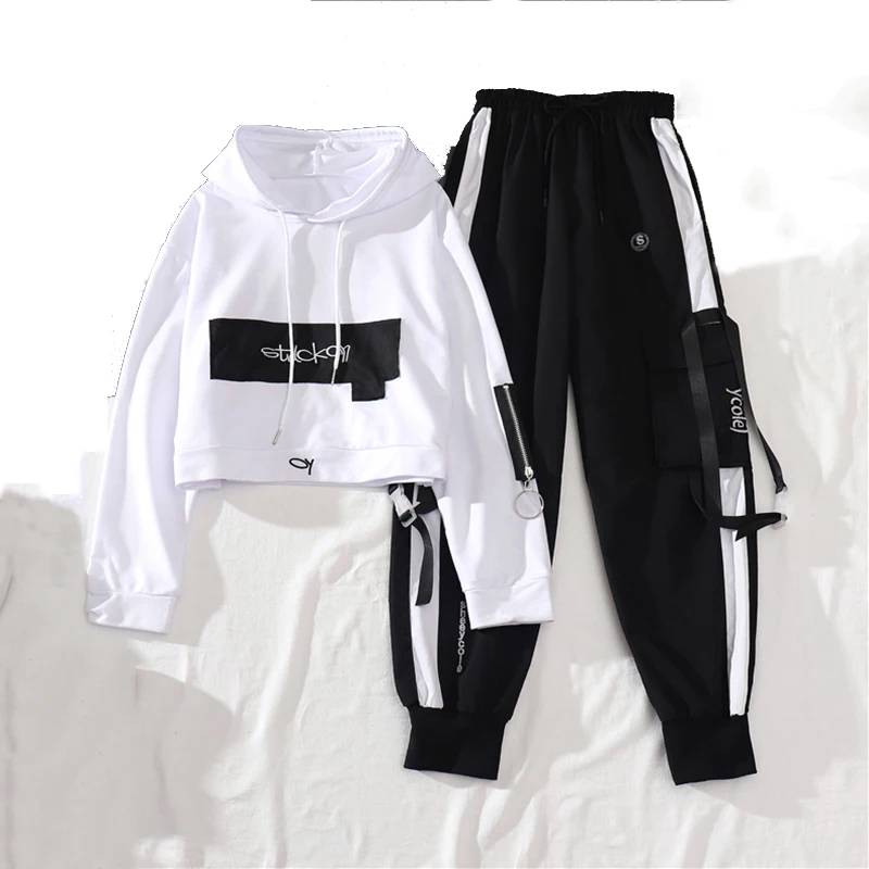 Spring Autumn Female Streetwear Cargo Pants Korean Loose High Waist Joggers Women 2 Piece Long Sleeve Tops With Casual Trousers
Spring Autumn Female Streetwear Cargo Pants Korean Loose High Waist Joggers Women 2 Piece Long Sleeve Tops With Casual Trousers