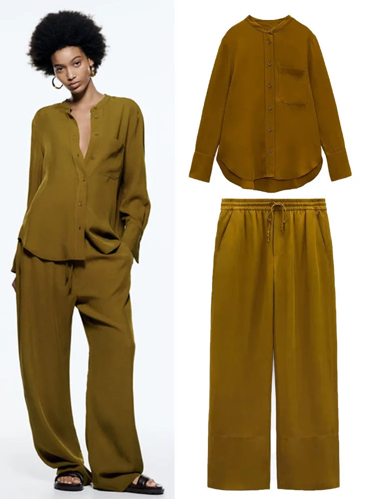 Summer new women's fashion casual round neck shirt top + versatile drape lazy pajamas style high waist trousers
Summer new women's fashion casual round neck shirt top + versatile drape lazy pajamas style high waist trousers