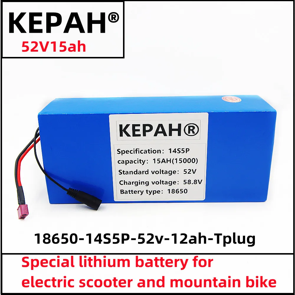 

58.8V Universal 52V15ah lithium battery pack is applicable to electric bicycle, scooter, mountain bike, and 250-1000W+charger