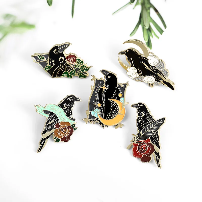 Gothic Moon Raven Enamel Brooch for Woman Rose Bird Crescent Badge Creative Witch Jewelry Punk Bag Accessories Lapel Pins Gift
Gothic Moon Raven Enamel Brooch for Woman Rose Bird Crescent Badge Creative Witch Jewelry Punk Bag Accessories Lapel Pins Gift