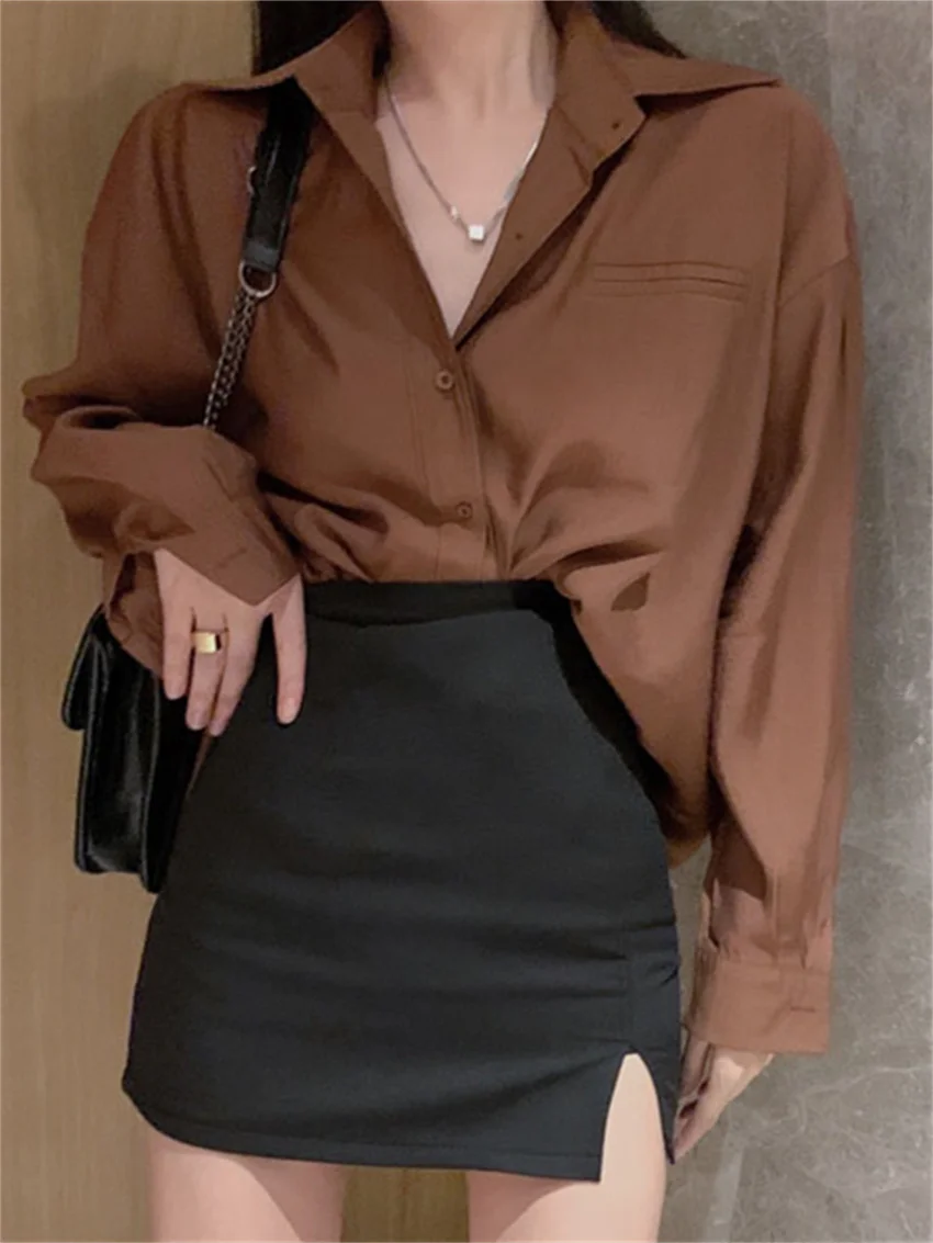 HziriP Coffee Retro Hong Kong Style Shirts Women Thin Hot Solid Spring 2022 Work Wear Elegant OL Chic Full Sleeves Outwear Tops
HziriP Coffee Retro Hong Kong Style Shirts Women Thin Hot Solid Spring 2022 Work Wear Elegant OL Chic Full Sleeves Outwear Tops