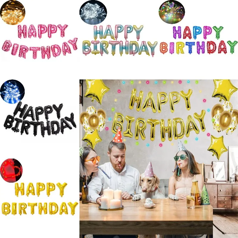 Led Fairy Lights with Happy Birthday Letters Foil Balloons Set for Christmas Tree Wedding Party Decorations Baby Shower Supplies
Led Fairy Lights with Happy Birthday Letters Foil Balloons Set for Christmas Tree Wedding Party Decorations Baby Shower Supplies