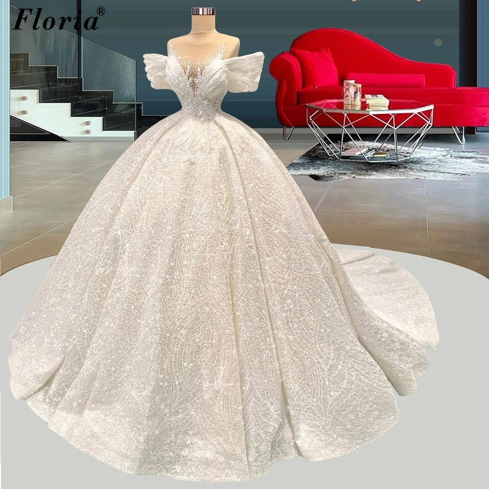 Vestido De Noiva Luxury White Sparkly Wedding Dresses A-Line Heavy Handmade Beads Wedding Gowns For Women Chapel Bridal Gowns
Vestido De Noiva Luxury White Sparkly Wedding Dresses A-Line Heavy Handmade Beads Wedding Gowns For Women Chapel Bridal Gowns