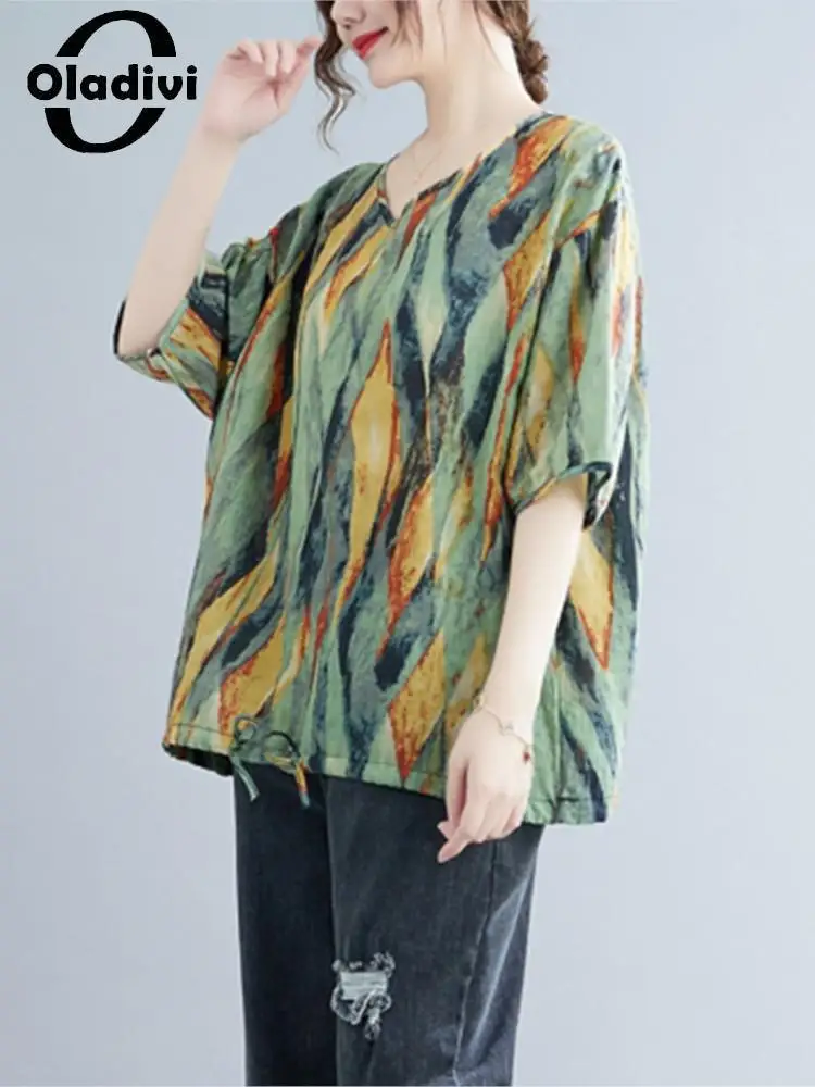 Oladivi Fashion Print Short Sleeve Women Casual Loose Cotton Linen T-Shirts Summer Top Oversized Tee Shirt Big Tshirts 9950 4XL
Oladivi Fashion Print Short Sleeve Women Casual Loose Cotton Linen T-Shirts Summer Top Oversized Tee Shirt Big Tshirts 9950 4XL