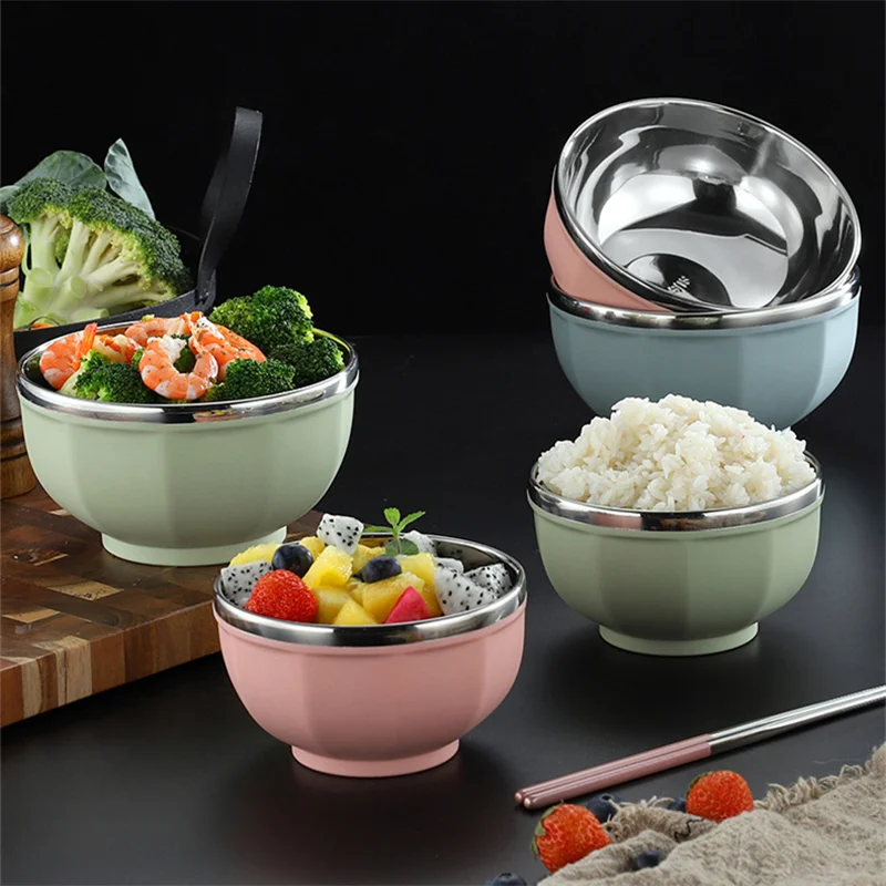 304 Stainless Steel Double Layer Anti-Scalding Rice Bowl Home Tableware Ramen Noodles Fruit Salad Bowls Kitchen Food Container
304 Stainless Steel Double Layer Anti-Scalding Rice Bowl Home Tableware Ramen Noodles Fruit Salad Bowls Kitchen Food Container