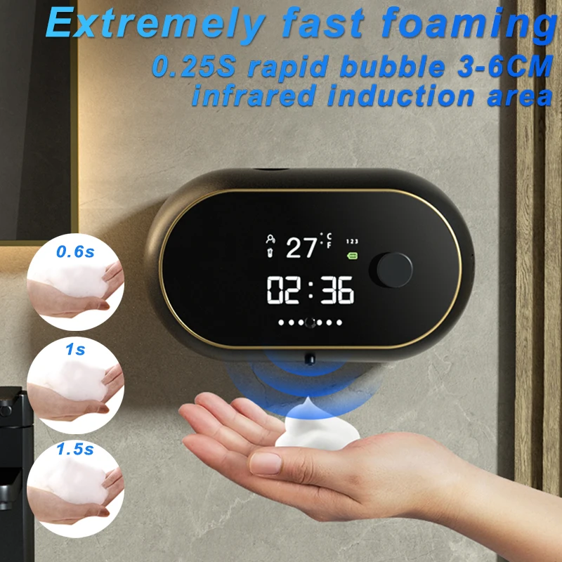 LED Automatic Liquid Soap Dispenser Touchless USB Temperature Time Display Infrared Sensor Wall Mounted Foam Machine For Home
LED Automatic Liquid Soap Dispenser Touchless USB Temperature Time Display Infrared Sensor Wall Mounted Foam Machine For Home