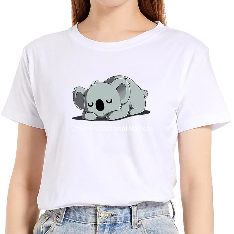 Casual Fashion Summer Female Regular T-shirt Sleeping Koala Letter Print Women Graphic Daily Short Sleeve Ladies O-Neck Tee Tops
Casual Fashion Summer Female Regular T-shirt Sleeping Koala Letter Print Women Graphic Daily Short Sleeve Ladies O-Neck Tee Tops