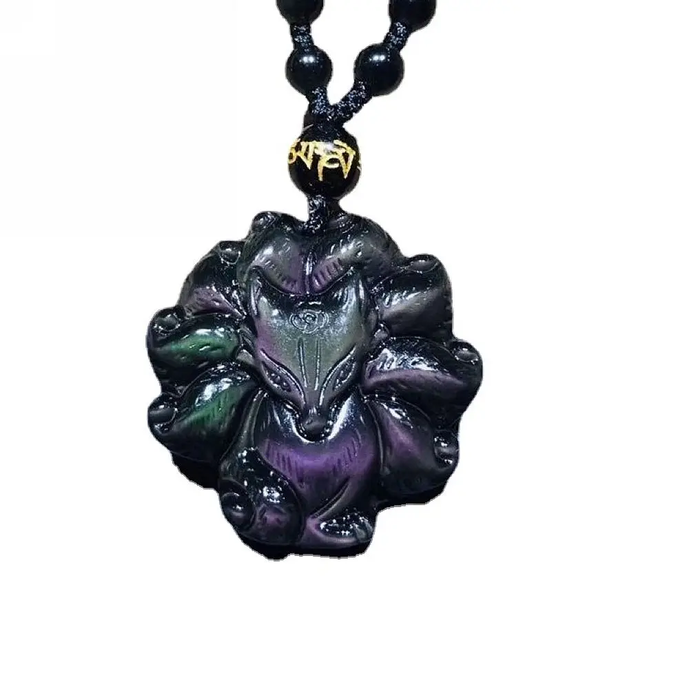 Natural crystal rainbow Obsidian Crystal Nine Tail Fox gumiho necklace Pendant with Bead Chain great gift men or Women
Natural crystal rainbow Obsidian Crystal Nine Tail Fox gumiho necklace Pendant with Bead Chain great gift men or Women