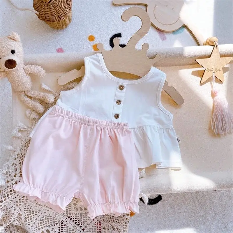 Children Sets Pretty Lovely Sleeveless Lively Elastic Waist Casual Simple Button Single Row Fashion Camisoles Loose Sweet
Children Sets Pretty Lovely Sleeveless Lively Elastic Waist Casual Simple Button Single Row Fashion Camisoles Loose Sweet