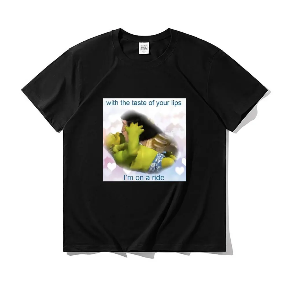 Shrek and Lord Farquad Kiss Kiss Print Tshirt with The Taste of Your Lips Im on A Ride T Shirt Funny Mens T-shirts Cotton Tees
Shrek and Lord Farquad Kiss Kiss Print Tshirt with The Taste of Your Lips Im on A Ride T Shirt Funny Mens T-shirts Cotton Tees