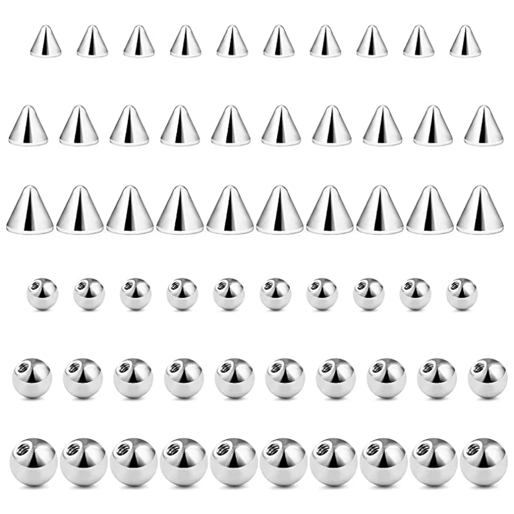 60PCS 14G 16G 4-6mm 316L Surgical Steel Replacement Balls Spikes Body Jewelry Piercing Barbell Parts Screw Bead for Women Men
60PCS 14G 16G 4-6mm 316L Surgical Steel Replacement Balls Spikes Body Jewelry Piercing Barbell Parts Screw Bead for Women Men