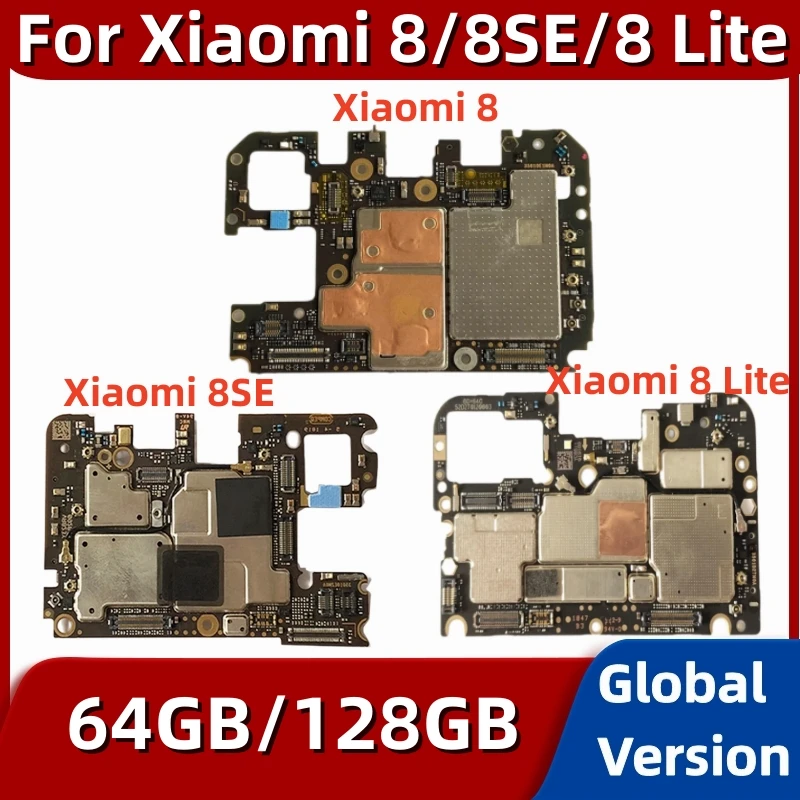 

Mainboard MB for Xiaomi Mi 8/8SE/8 Lite Motherboard PCB Module 64GB 128GB Global Version Unlocked Logic Board with Full Chips