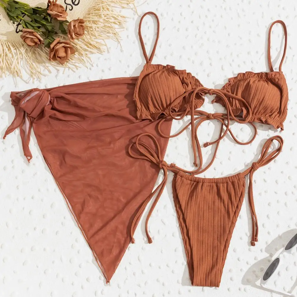 Popular Quick Drying Sexy Solid Color Three-piece Bikini Set Wire Free Elastic Girls Bathing Suit Water Activity Clothing
Popular Quick Drying Sexy Solid Color Three-piece Bikini Set Wire Free Elastic Girls Bathing Suit Water Activity Clothing