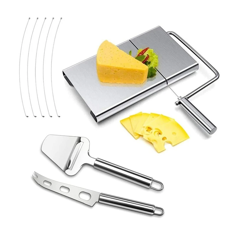 3 Pack Stainless Steel Cheese Slicer Set, Wire Cheese Slicer For Cheese Butter, With Cheese Knife & Cheese Planer
3 Pack Stainless Steel Cheese Slicer Set, Wire Cheese Slicer For Cheese Butter, With Cheese Knife & Cheese Planer