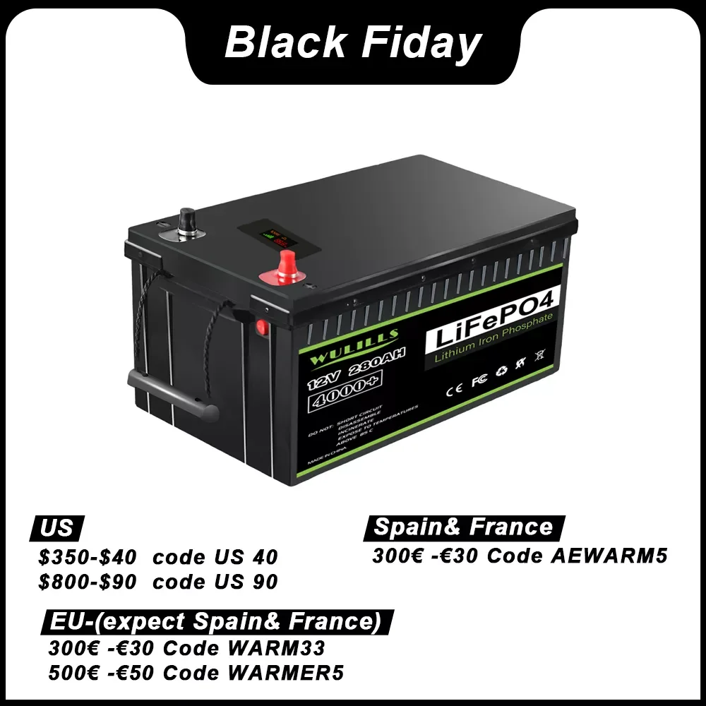 12V 280AH Lifepo4 Battery Pack Lithium Iron Phosphate batteries Built-in BMS For Boat Home Storage Off-Grid EU US TAX FREE
12V 280AH Lifepo4 Battery Pack Lithium Iron Phosphate batteries Built-in BMS For Boat Home Storage Off-Grid EU US TAX FREE