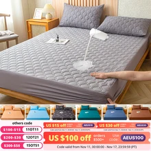Waterproof Fitted Sheet Thickened Mattress Cover Stain Prevention Plaid Bed Cover Ventilate Bedspreads For Double Bed For Home