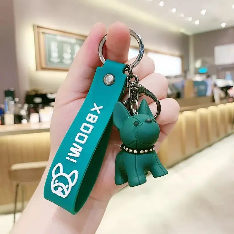 

New PU Leather Dog Keychains Fashion for Women Bag Pendant Jewelry Trinket Key Ring Men's Car Punk French Bulldog Keychain