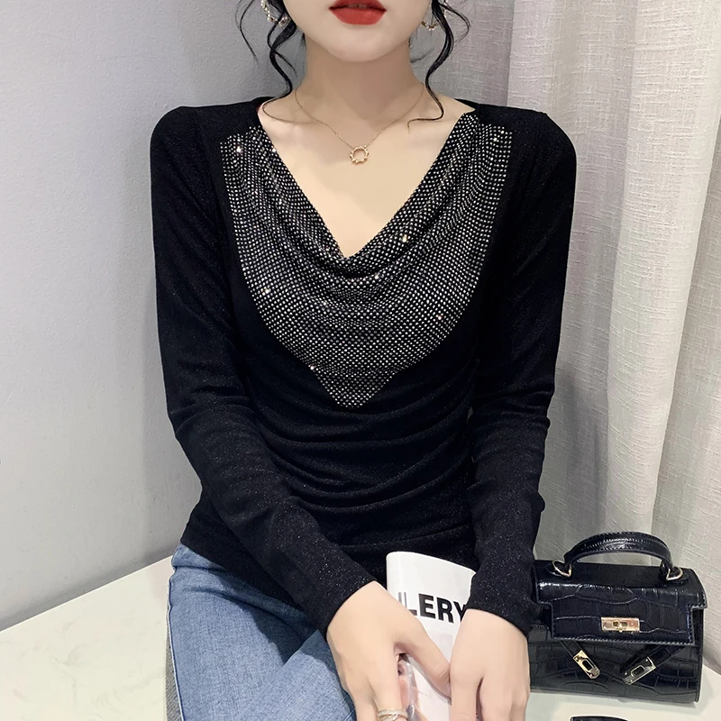 New Korean Fashion Casual Mesh See-through Splicing Hot Fix Woman Tshirts Women Sexy Tops Female Ladies Slim Clothes BPy1141
New Korean Fashion Casual Mesh See-through Splicing Hot Fix Woman Tshirts Women Sexy Tops Female Ladies Slim Clothes BPy1141
