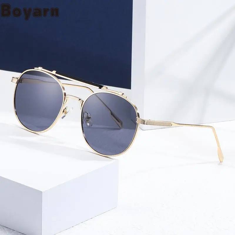 Boyarn Steampunk Metal Gradient Small Frame Sunglasses Men's Punk Round Frame Oversized Sunglasses Women's Advanced Sens
Boyarn Steampunk Metal Gradient Small Frame Sunglasses Men's Punk Round Frame Oversized Sunglasses Women's Advanced Sens
