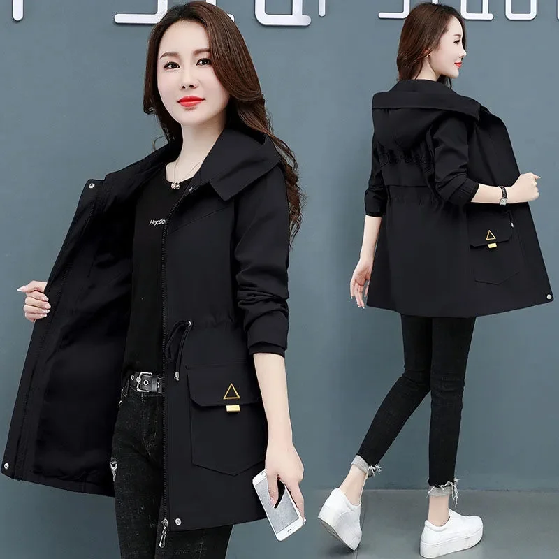 

2022 New Autumn Women's Jackets Windbreaker Famale Hooded Casual Basic Coat Loose Zipper Lightweight Jacket Outerwear XXXXL