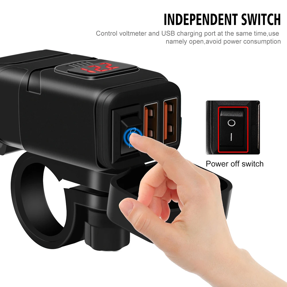 Dual USB Charger Motorcycle Quick Charger 12V SAE to USB Adapter with LED Voltmeter On Off Switch
Dual USB Charger Motorcycle Quick Charger 12V SAE to USB Adapter with LED Voltmeter On Off Switch