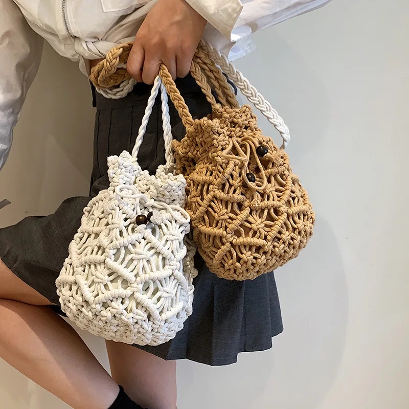 Cotton Rope Woven Women's Shoulder Bag Bohemian Handmade Crossbody Bags Knitted Summer Bucket Straw Beach Bag Female Handbags
Cotton Rope Woven Women's Shoulder Bag Bohemian Handmade Crossbody Bags Knitted Summer Bucket Straw Beach Bag Female Handbags