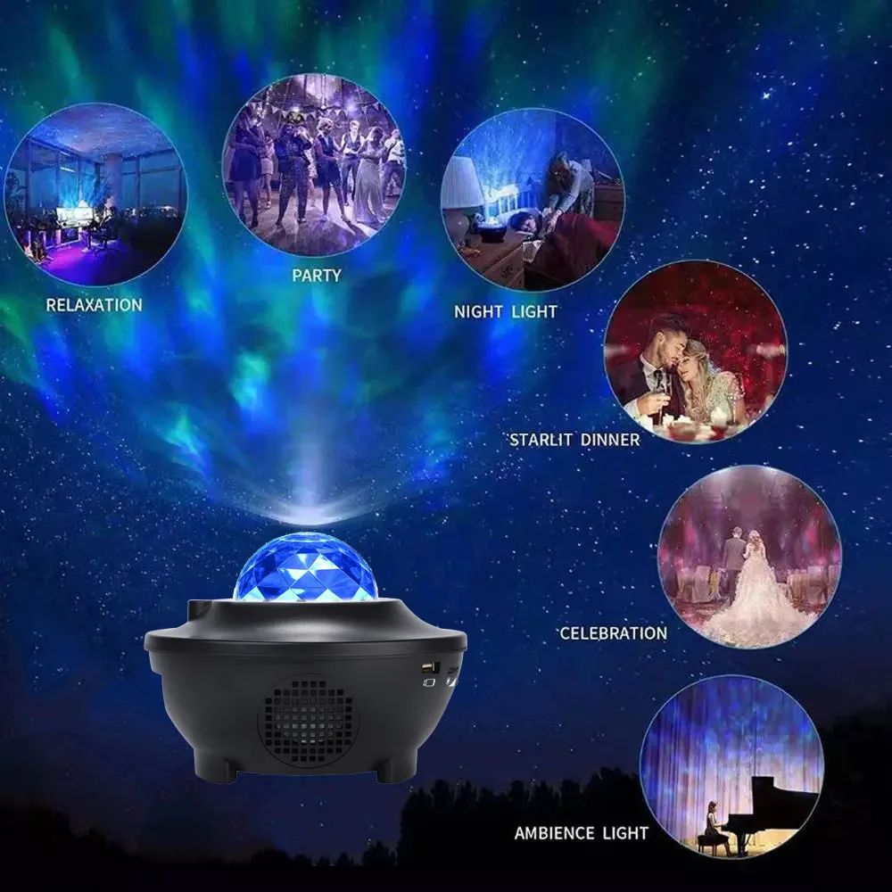 Светодиодный проектор звездного неба музыка Bluetooth USB сказочные огни вращающаяся