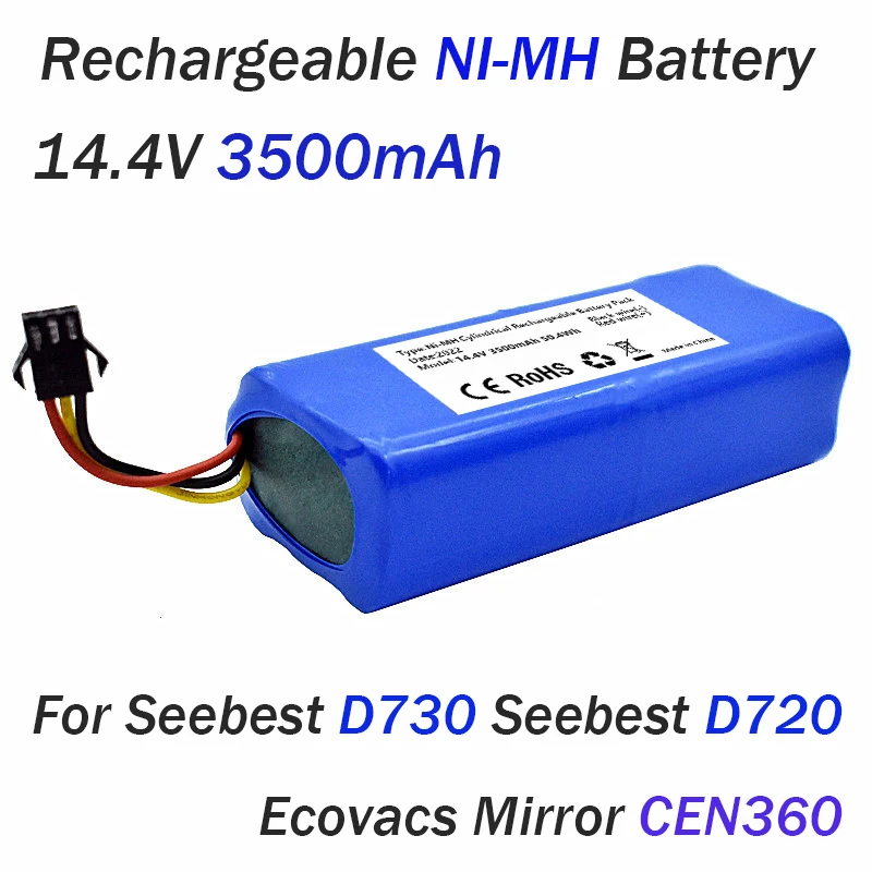 14,4 V 3500mAh NI-MH Akku Für Seebest D730 Seebest D720 Ecovacs Spiegel CEN360 Roboter Staubsauger Teile
14,4 V 3500mAh NI-MH Akku Für Seebest D730 Seebest D720 Ecovacs Spiegel CEN360 Roboter Staubsauger Teile