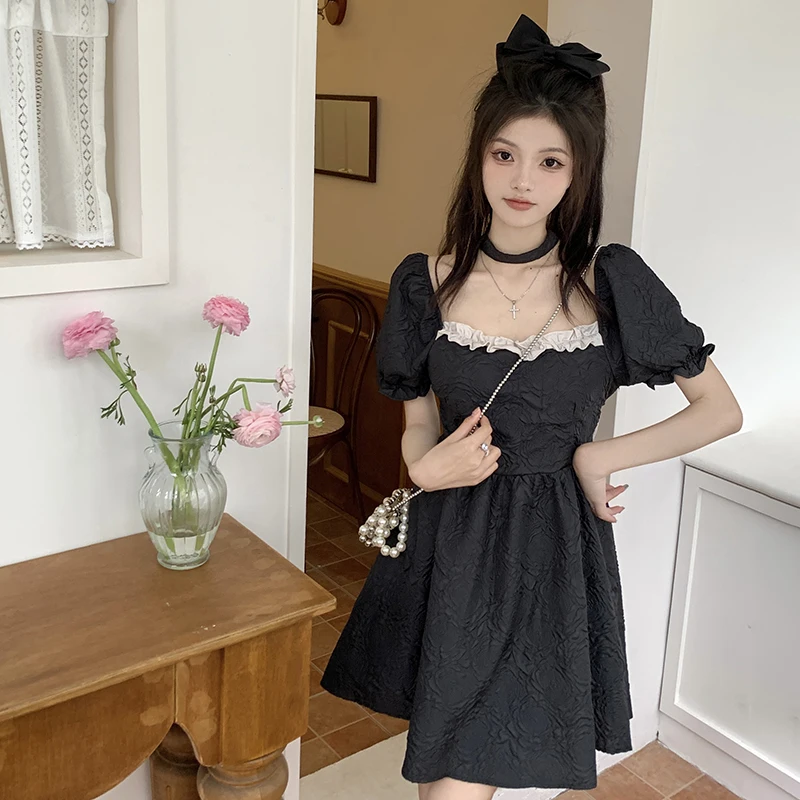 2023 Vestidos De Mujer Summer Woman Dress Square Collar Puff Sleeve Slim Fit Black Robe Femme Sexy Hollow Out Backless Dresses
2023 Vestidos De Mujer Summer Woman Dress Square Collar Puff Sleeve Slim Fit Black Robe Femme Sexy Hollow Out Backless Dresses