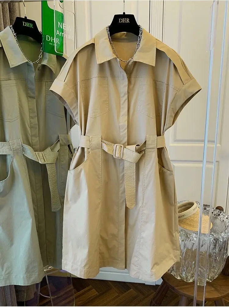 Elegant Belt Slim Waist Office Ladies Dress 2023 Summer Polo Collar Casual Dresses
Elegant Belt Slim Waist Office Ladies Dress 2023 Summer Polo Collar Casual Dresses